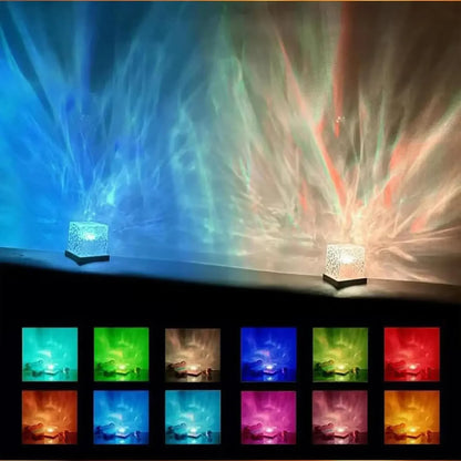 Projecteur de vagues océaniques 16 couleurs, lampe de nuit Aurora Glow pour la maison, le bureau, le bar, le restaurant, projecteur sous-marin, veilleuse