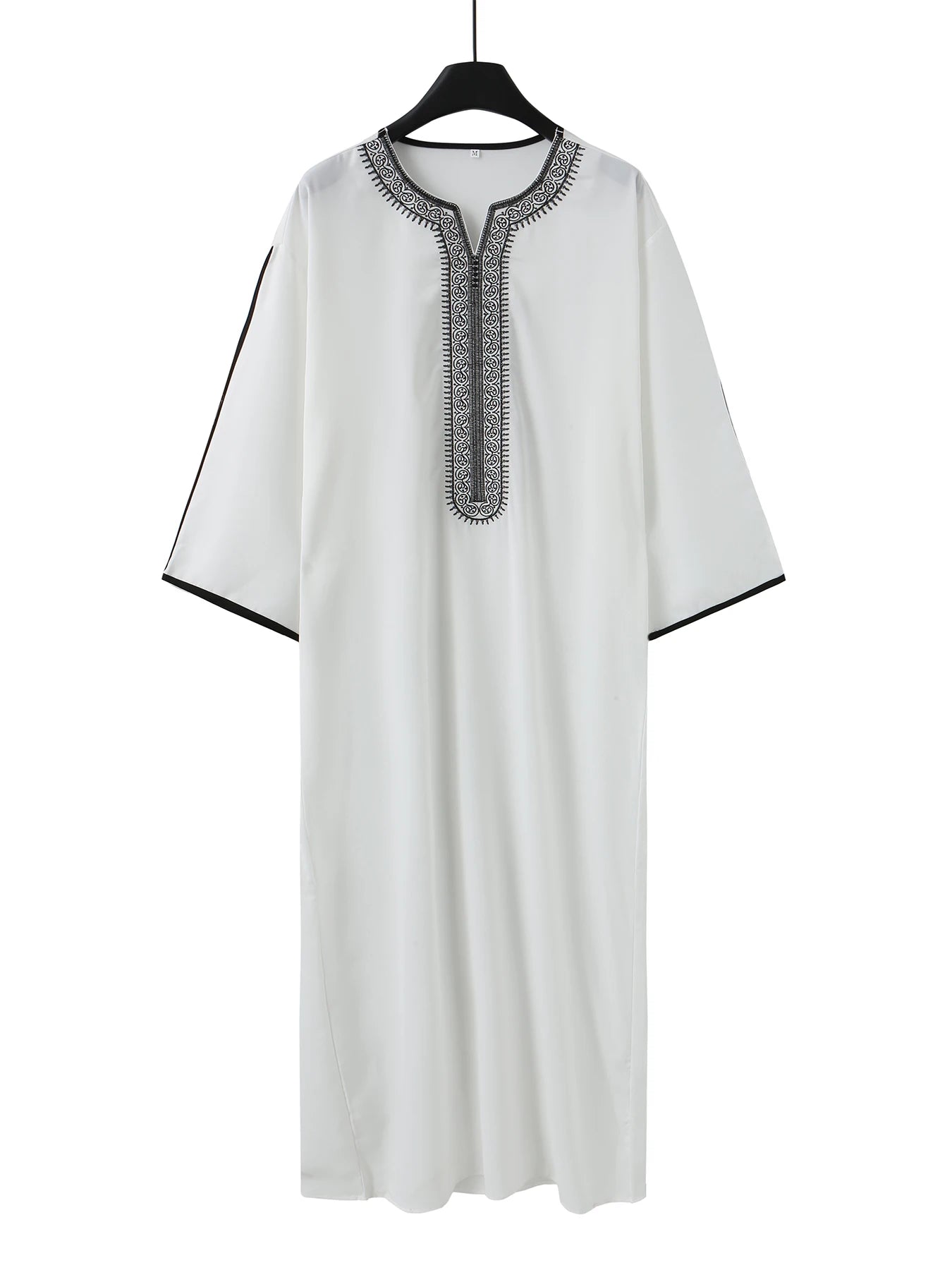 Caftan blanc brodé à manches courtes pour femme, vêtement islamique élégant pour l'été, nouvelle collection 2025