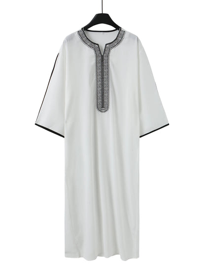 Caftan blanc brodé à manches courtes pour femme, vêtement islamique élégant pour l'été, nouvelle collection 2025