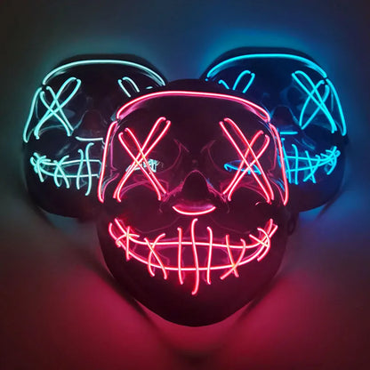 Masque néon d'Halloween Cosmask, Masque à LED, Masque de fête lumineux