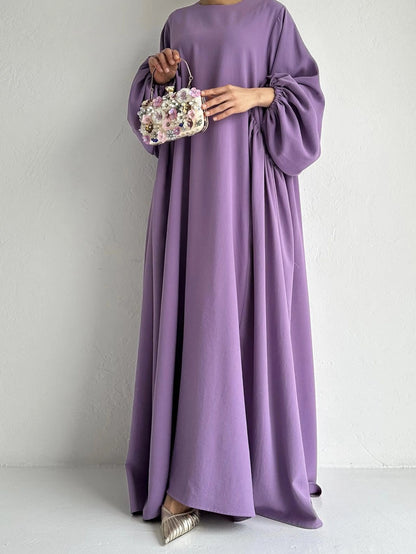 Abaya Ramadan unie à manches évasées, kebaya kaftan, élégante robe longue à col ras du cou, abayas islamiques pour femmes
