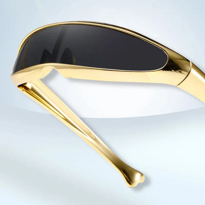 Lunettes de soleil futuristes monoblocs personnalisées galvanisées pour femmes et hommes, style steampunk Y2K 2024, lunettes de soirée rave UV400