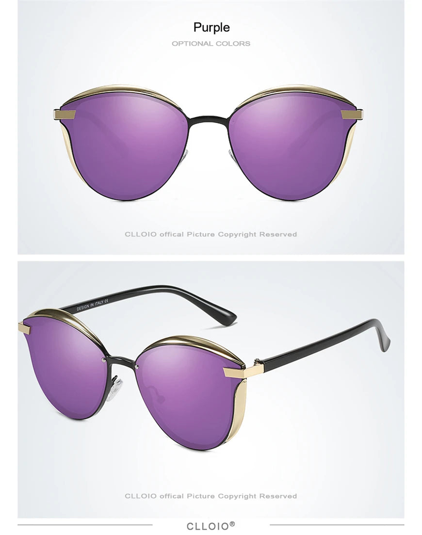 Lunettes de soleil polarisées tendance pour femmes, verres œil de chat, verres de conduite, classiques et luxueux, rondes, pour dames
