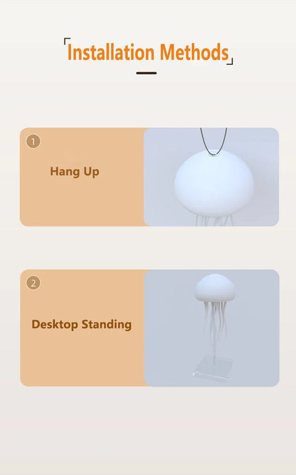 Lampe de table moderne méduse USB rechargeable, Ajustable RGB lumière de nuit, LED méduse changeant de couleur avec base Décoration de chambre