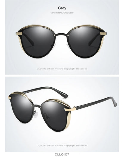Lunettes de soleil polarisées tendance pour femmes, verres œil de chat, verres de conduite, classiques et luxueux, rondes, pour dames