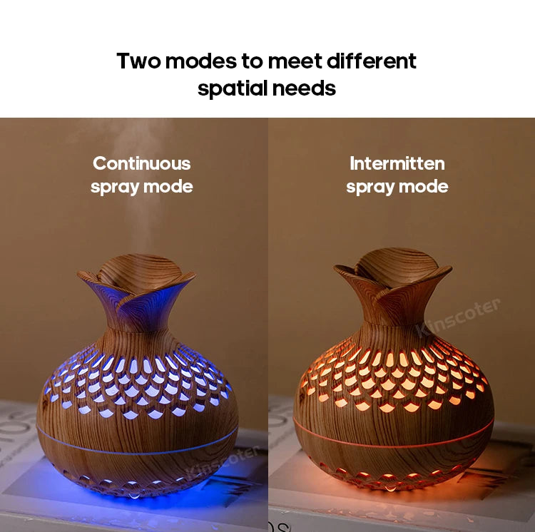 Humidificateur en grain de bois 300ml, Aroma Diffuser Atomizer USB