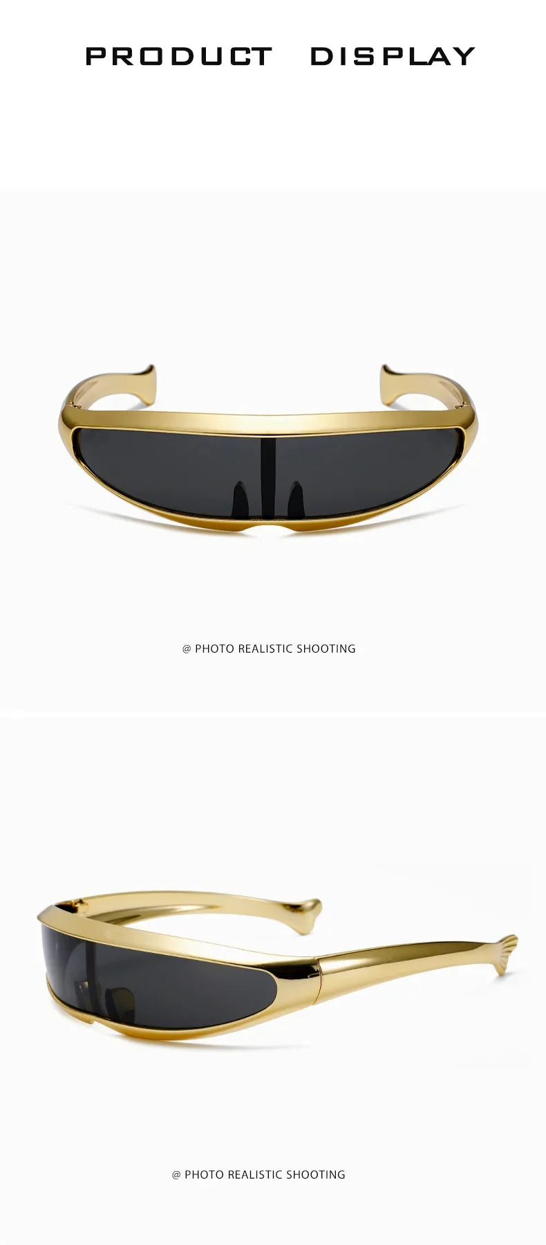 Lunettes de soleil futuristes monoblocs personnalisées galvanisées pour femmes et hommes, style steampunk Y2K 2024, lunettes de soirée rave UV400