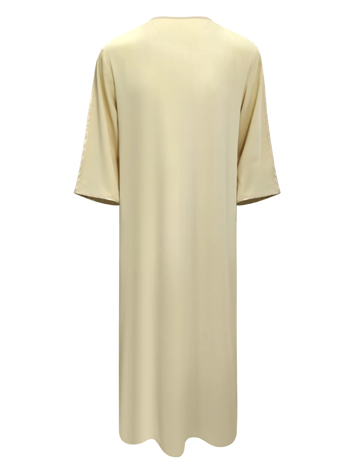 Robe longue brodée à manches mi-longues pour homme, couleur unie, style musulman, style marocain, Pakistan, Arabie, 2025