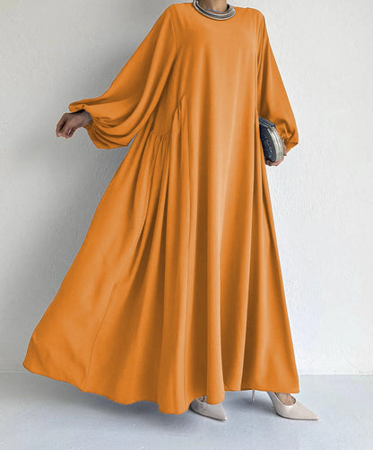 Abaya Ramadan unie à manches évasées, kebaya kaftan, élégante robe longue à col ras du cou, abayas islamiques pour femmes