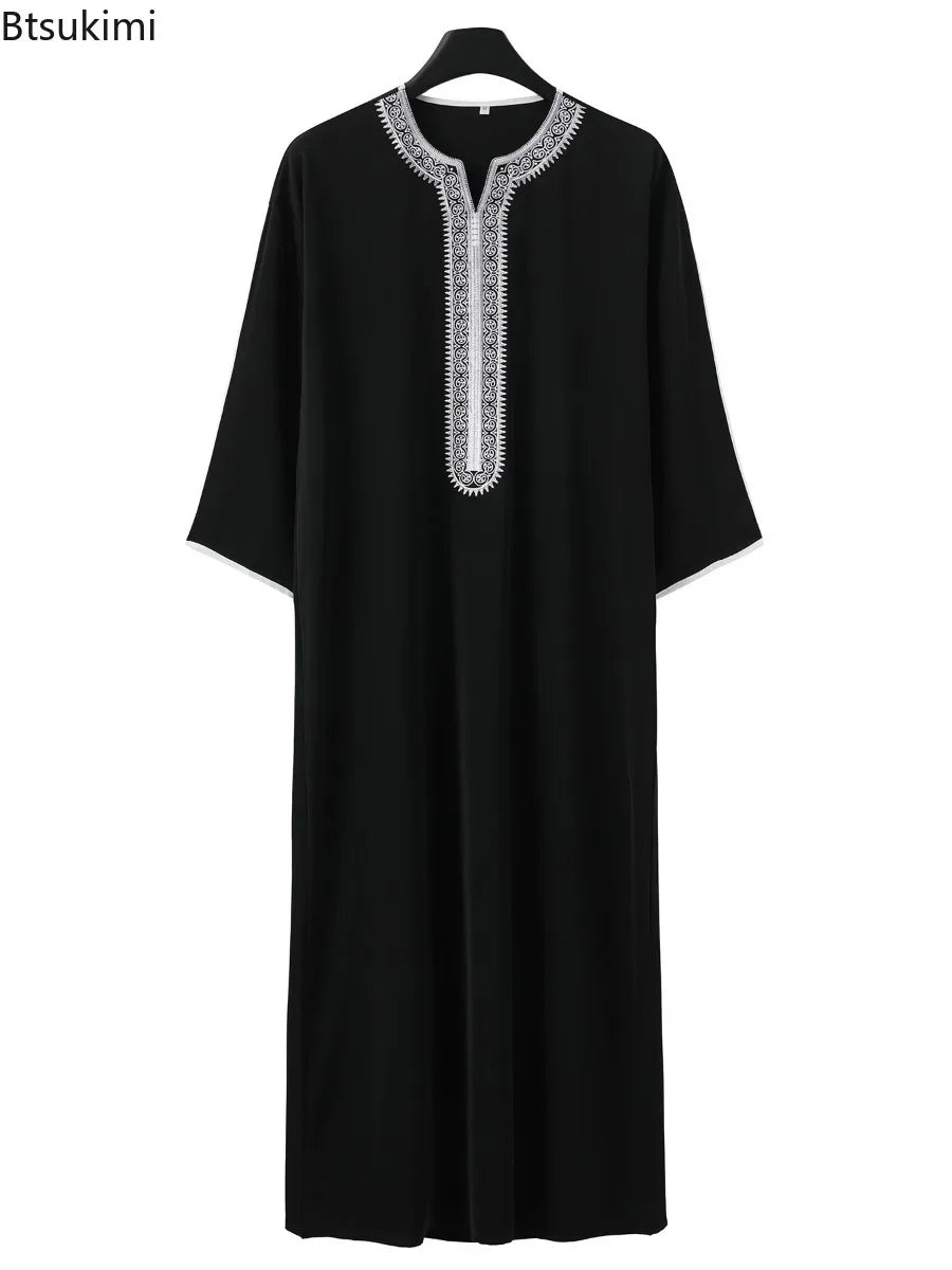 2025 Vêtements musulmans traditionnels pour hommes Eid Moyen-Orient Jubba Thobe Hommes Thobe Robes musulmanes arabes à manches courtes Cadeau pour mari