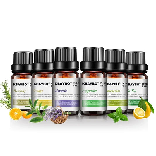 Huiles essentielles pour diffuseur, humidificateur d'huiles essentielles d'aromathérapie, 6 parfums : lavande, arbre à thé, romarin, citronnelle et orange