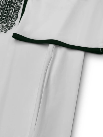 Robe longue brodée à manches mi-longues pour homme, couleur unie, style musulman, style marocain, Pakistan, Arabie, 2025