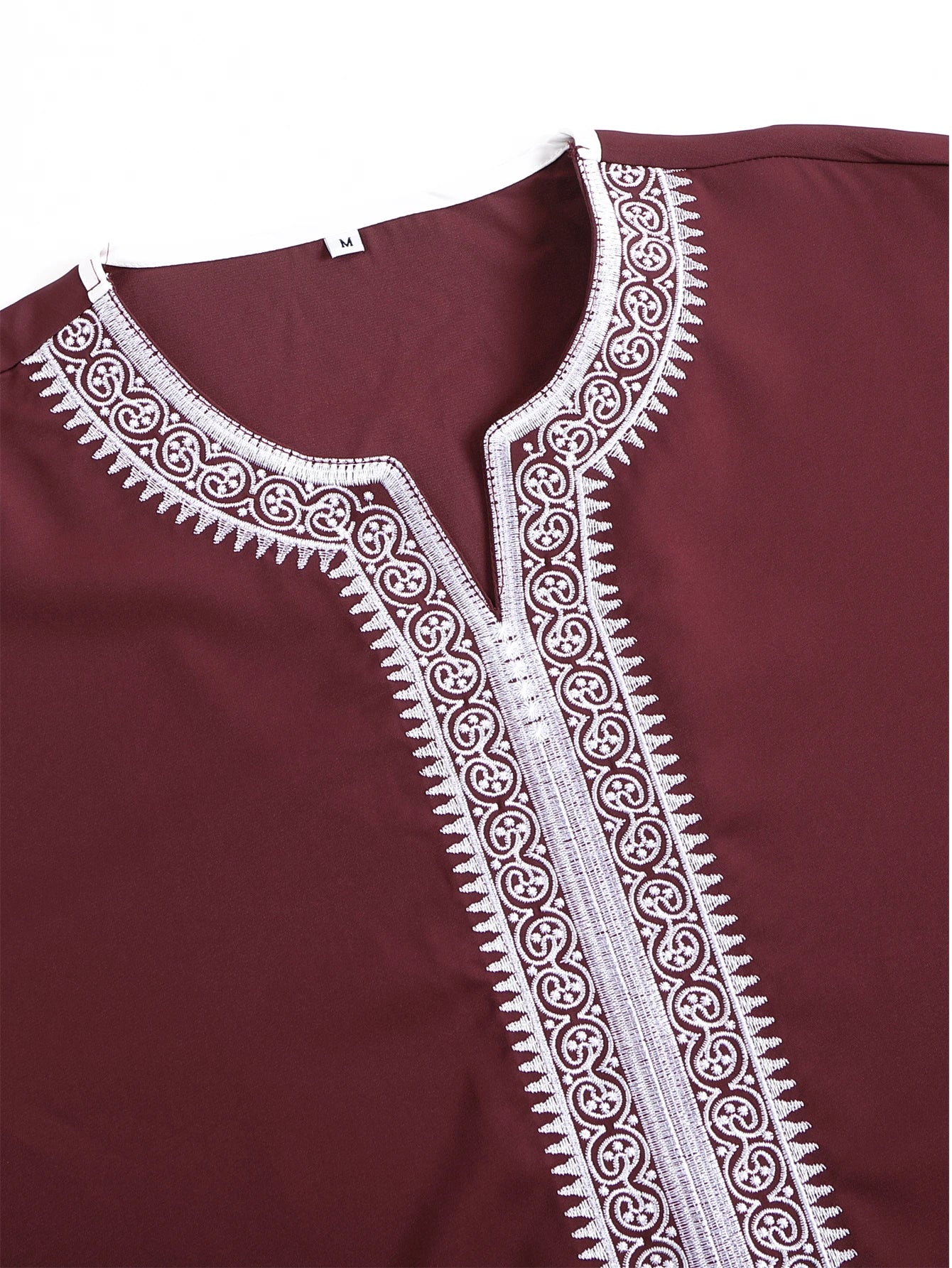 Jubba Thobe à manches courtes pour hommes musulmans, couleur unie, brodée, respirante, vêtement traditionnel islamique, caftan saoudien, abaya