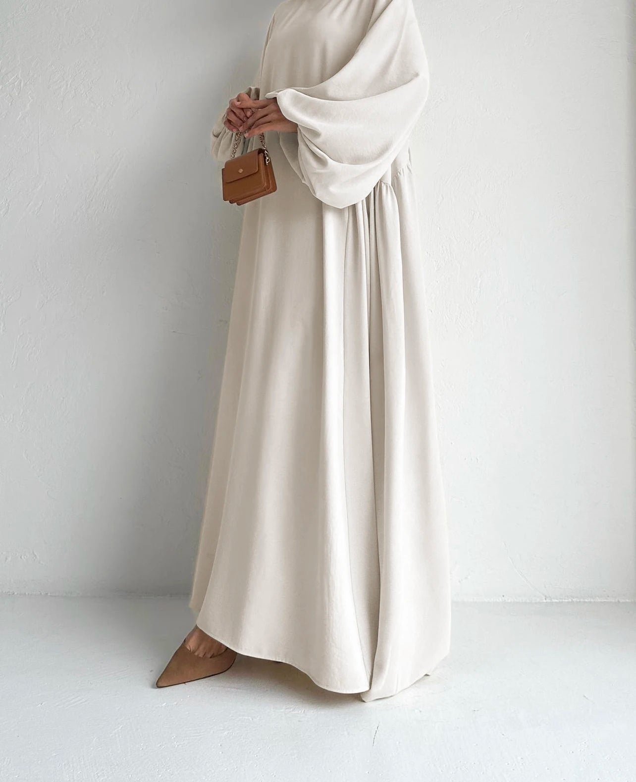 Abaya Ramadan unie à manches évasées, kebaya kaftan, élégante robe longue à col ras du cou, abayas islamiques pour femmes