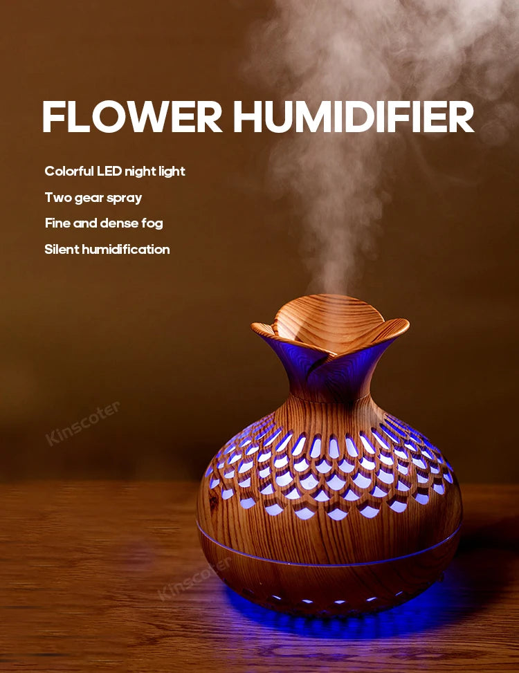 Humidificateur en grain de bois 300ml, Aroma Diffuser Atomizer USB