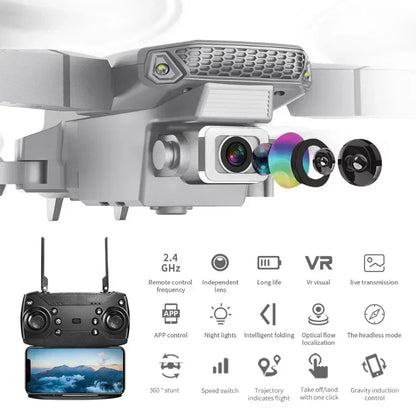 Nouveau drone quadricoptère E88 WIFI FPV 2025 avec caméra grand angle HD 4K, maintien en hauteur, quadricoptère RC pliable