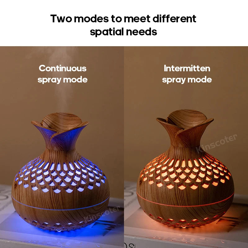 Humidificateur en grain de bois 300ml, Aroma Diffuser Atomizer USB