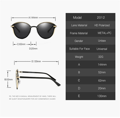 Lunettes de soleil polarisées tendance pour femmes, verres œil de chat, verres de conduite, classiques et luxueux, rondes, pour dames