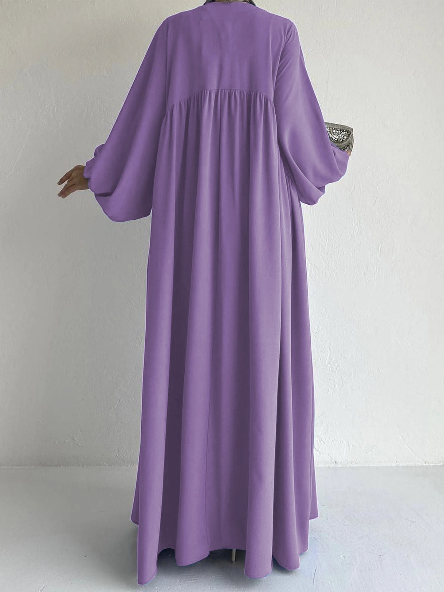 Abaya Ramadan unie à manches évasées, kebaya kaftan, élégante robe longue à col ras du cou, abayas islamiques pour femmes