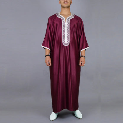 2025 Vêtements musulmans traditionnels pour hommes Eid Moyen-Orient Jubba Thobe Hommes Thobe Robes musulmanes arabes à manches courtes Cadeau pour mari