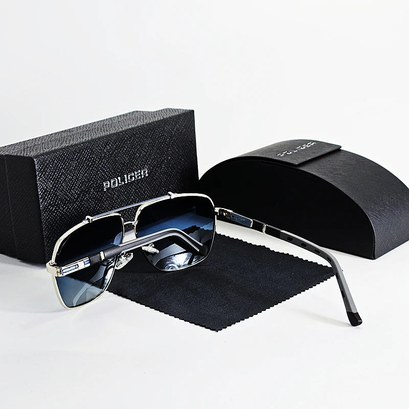 Lunettes de soleil polarisées Policer de marque de luxe pour hommes, lunettes de soleil classiques, lunettes de pilote de haute qualité, protection UV 400 6321
