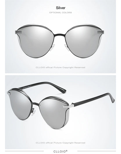 Lunettes de soleil polarisées tendance pour femmes, verres œil de chat, verres de conduite, classiques et luxueux, rondes, pour dames