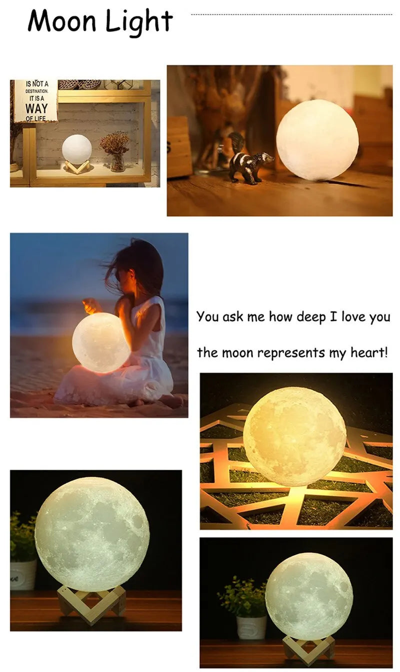 Lampe à LED lumière de lune, Lumière de galaxie, nuit de lune
