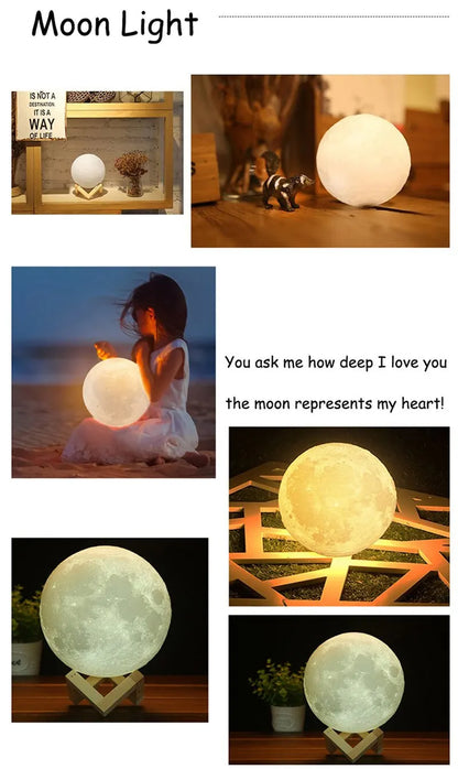 Lampe à LED lumière de lune, Lumière de galaxie, nuit de lune