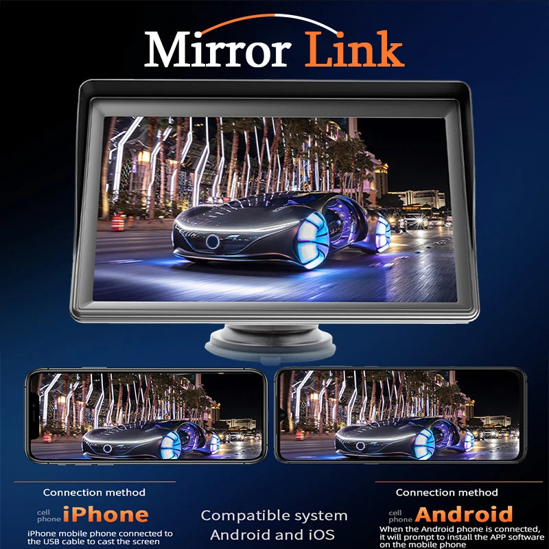 CarPlay Android Auto Autoradio Multimédia Lecteur Vidéo Écran Tactile Portable 7 Pouces Avec USB AUX Pour Caméra de Recul