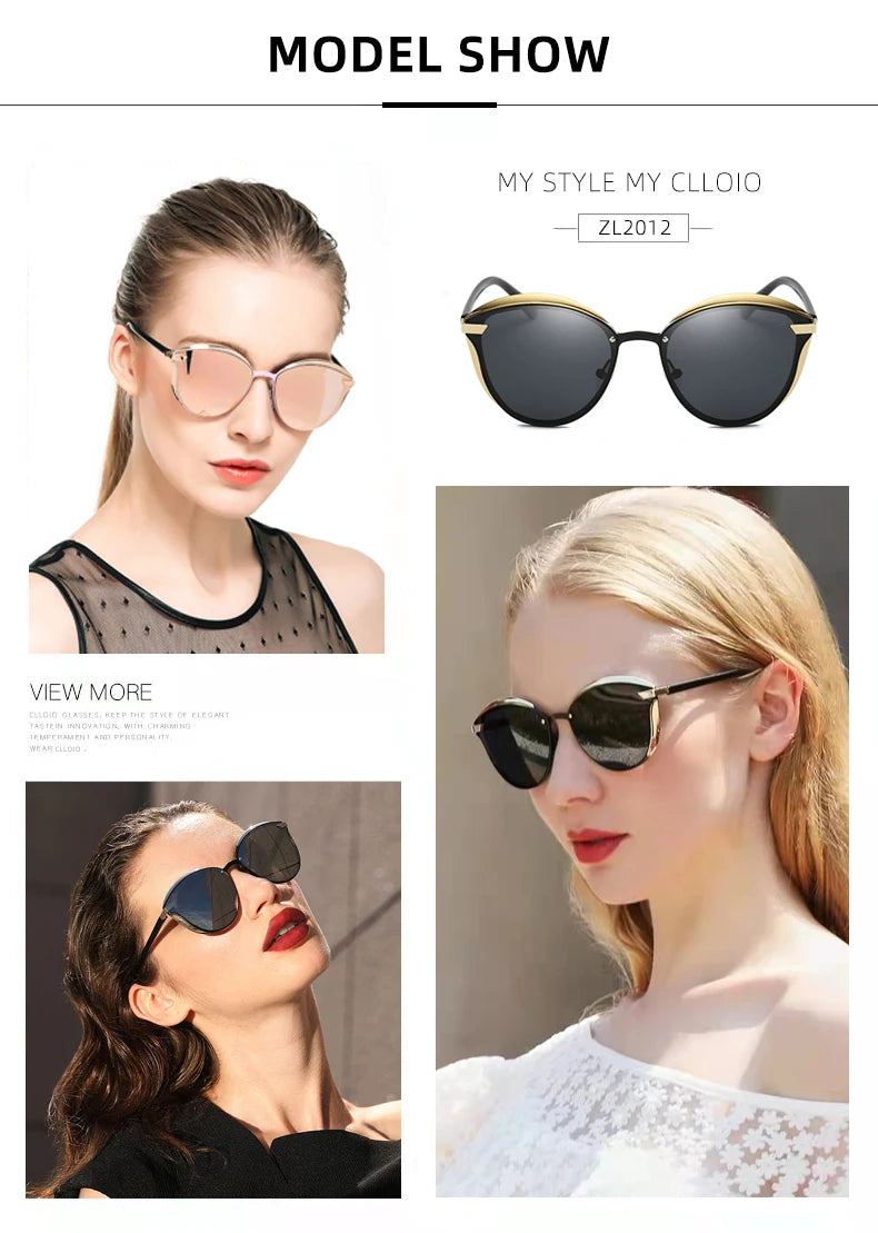Lunettes de soleil polarisées tendance pour femmes, verres œil de chat, verres de conduite, classiques et luxueux, rondes, pour dames
