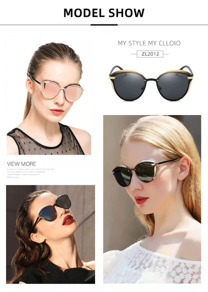 Lunettes de soleil polarisées tendance pour femmes, verres œil de chat, verres de conduite, classiques et luxueux, rondes, pour dames