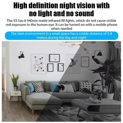 Mini caméra X5 sans fil 1080p, surveillance, sécurité, vision nocturne, détection de mouvement, pour maison connectée