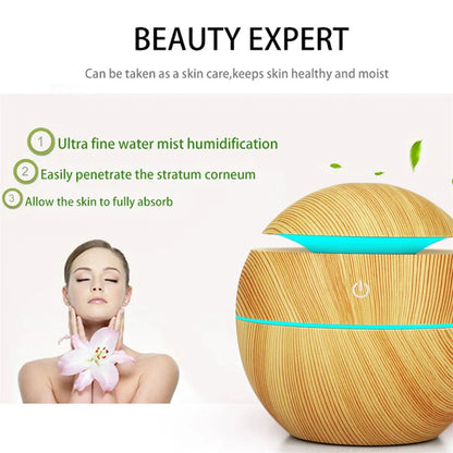 Humidificateur d'air électrique, diffuseur d'arômes en bois, humidificateur d'air ultrasonique, huile essentielle, aromathérapie, brumisateur frais pour chambre à coucher