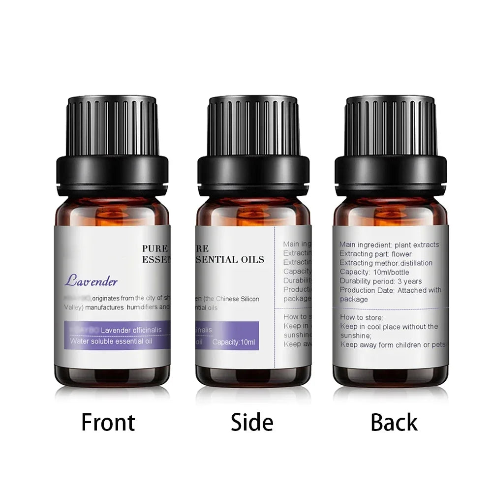 Huiles essentielles pour diffuseur, humidificateur d'huiles essentielles d'aromathérapie, 6 parfums : lavande, arbre à thé, romarin, citronnelle et orange