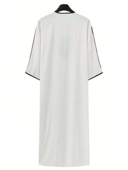 Caftan marocain brodé à la main pour homme, vêtement musulman ample et respirant, djellaba, abaya, thobe, caftan d'été