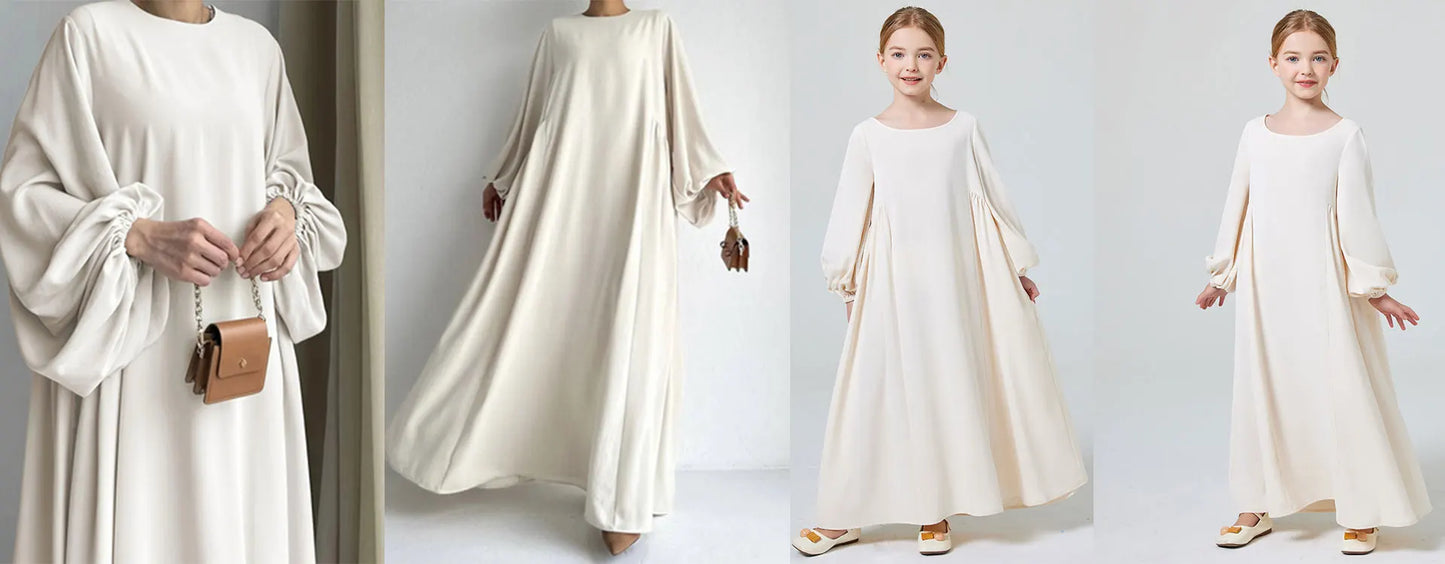 Abaya Ramadan unie à manches évasées, kebaya kaftan, élégante robe longue à col ras du cou, abayas islamiques pour femmes