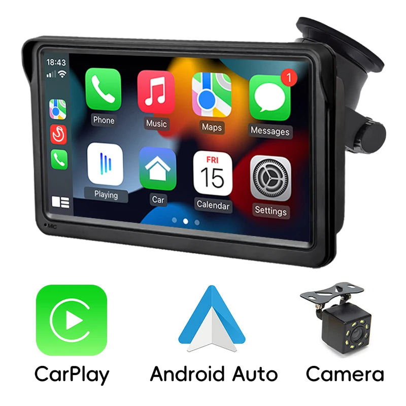 CarPlay Android Auto Autoradio Multimédia Lecteur Vidéo Écran Tactile Portable 7 Pouces Avec USB AUX Pour Caméra de Recul