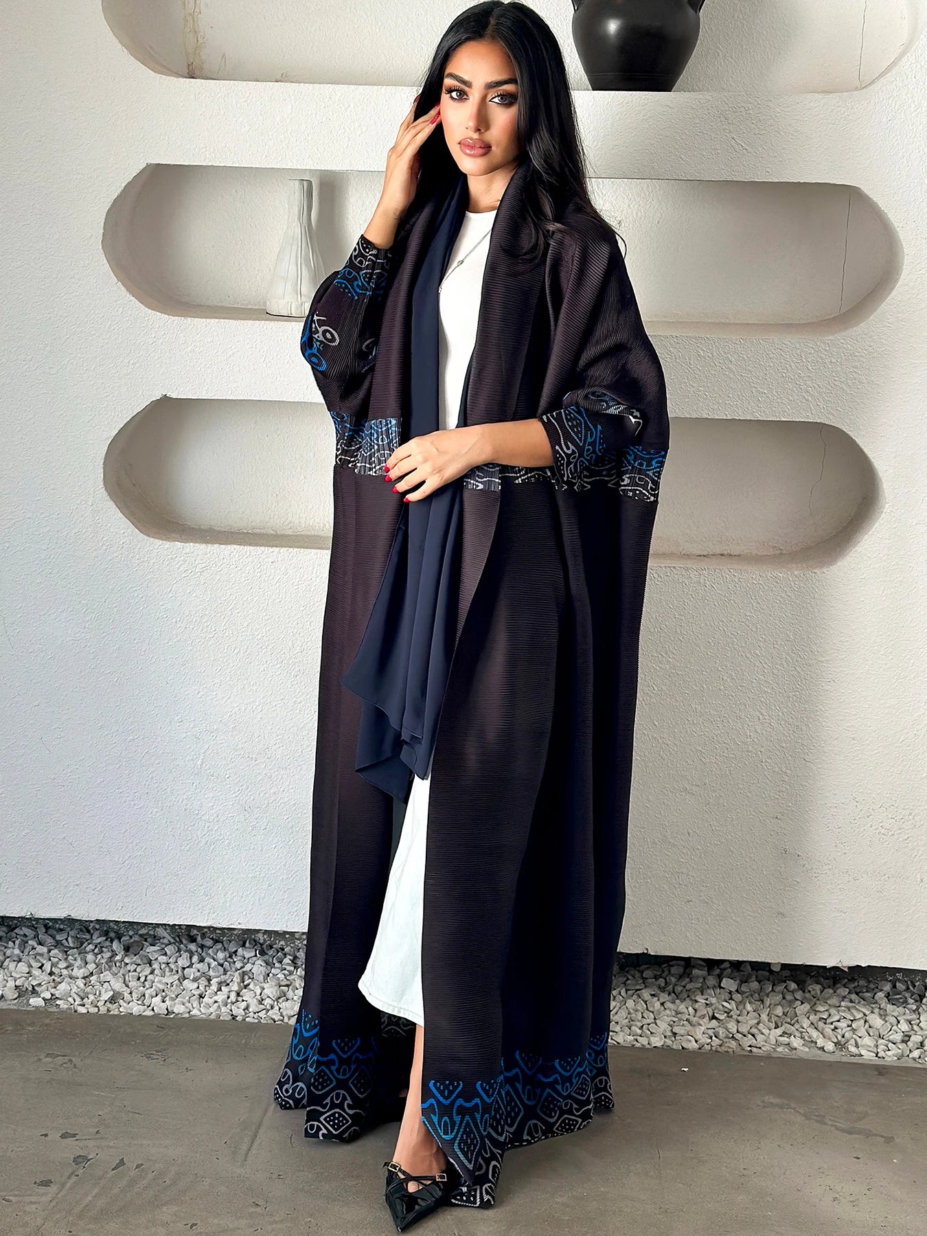 Abaya de l'Aïd de Dubaï, robe de soirée de luxe pour femmes, plissée Miyake, grande taille, style moyen-oriental, manches longues, avec ceinture