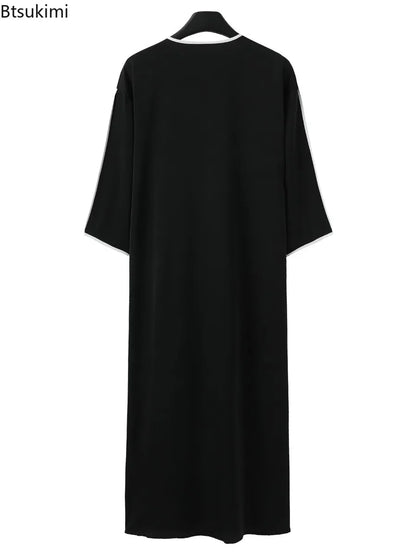 2025 Vêtements musulmans traditionnels pour hommes Eid Moyen-Orient Jubba Thobe Hommes Thobe Robes musulmanes arabes à manches courtes Cadeau pour mari