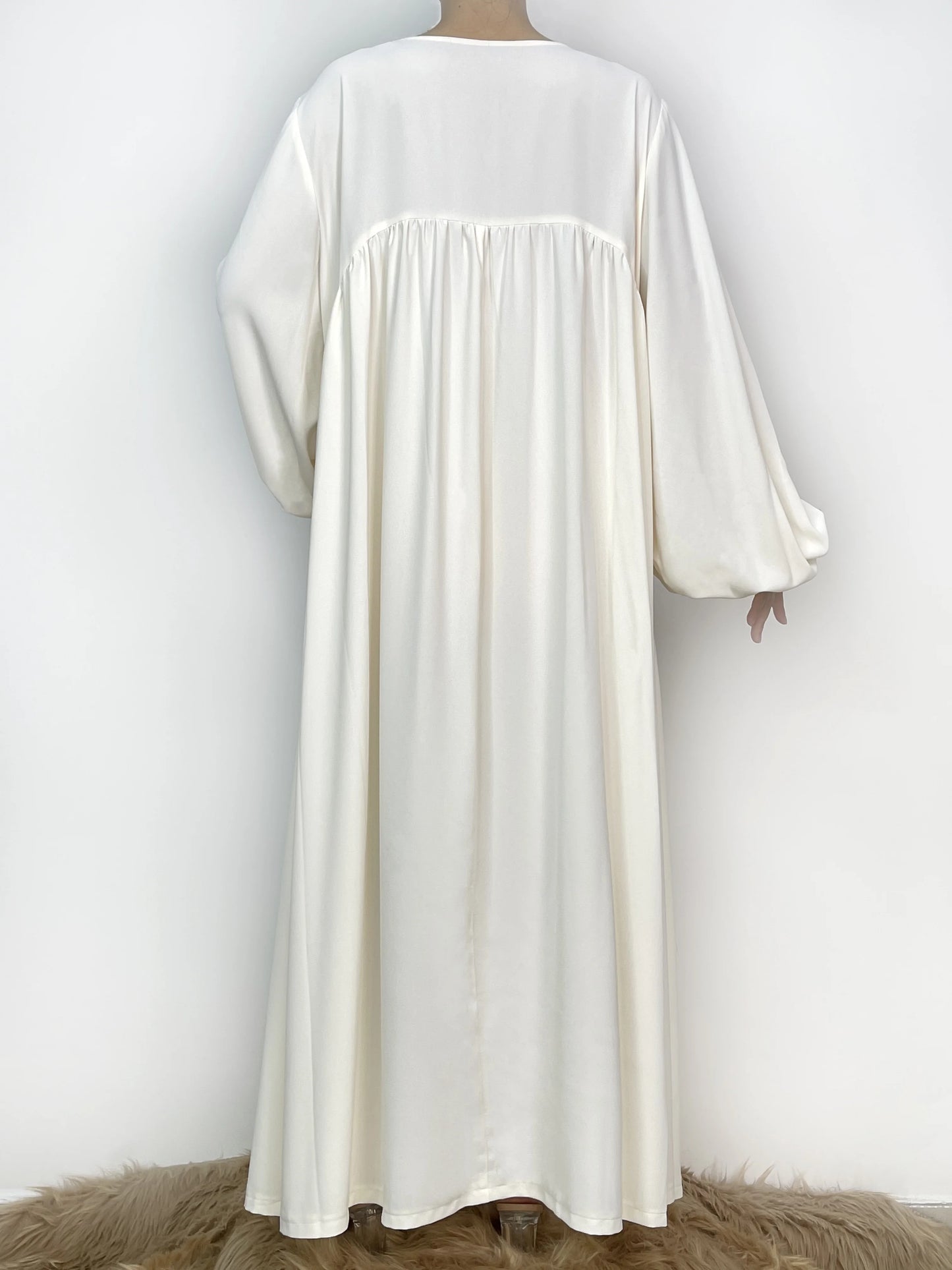 Abaya Ramadan unie à manches évasées, kebaya kaftan, élégante robe longue à col ras du cou, abayas islamiques pour femmes