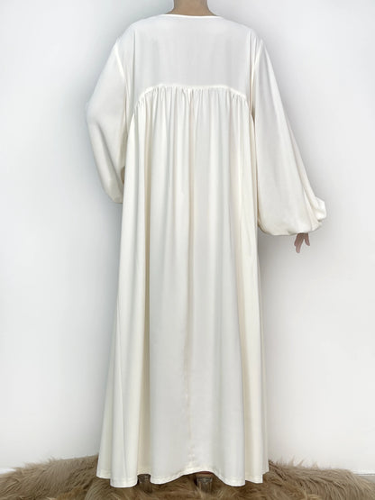 Abaya Ramadan unie à manches évasées, kebaya kaftan, élégante robe longue à col ras du cou, abayas islamiques pour femmes