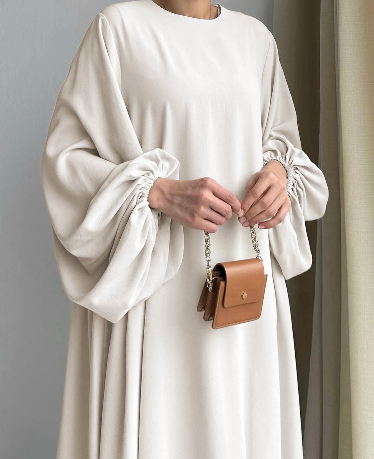 Abaya Ramadan unie à manches évasées, kebaya kaftan, élégante robe longue à col ras du cou, abayas islamiques pour femmes