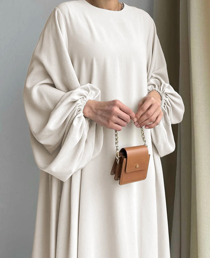 Abaya Ramadan unie à manches évasées, kebaya kaftan, élégante robe longue à col ras du cou, abayas islamiques pour femmes